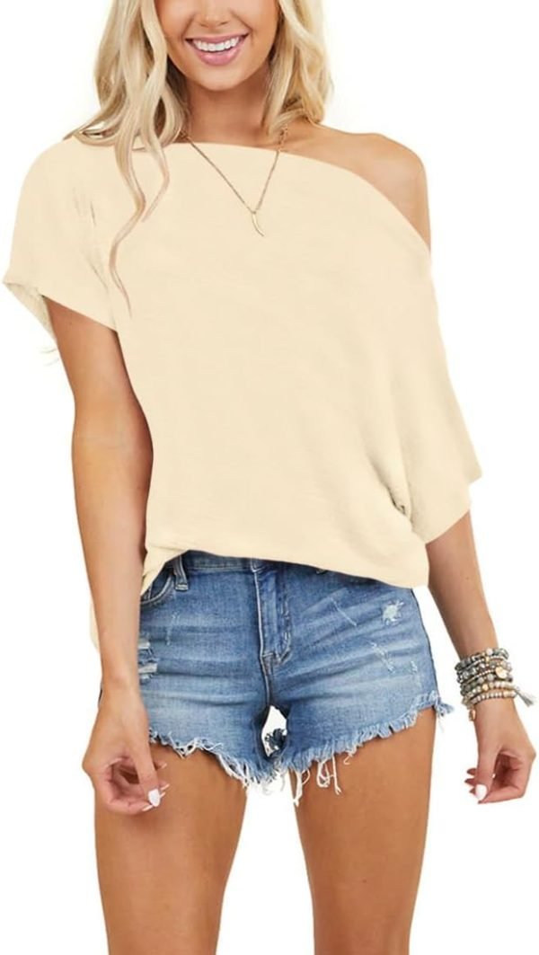 Women Sexy Off Shoulder Tops Summer Short Sleeve Batwing Tops - Image 2