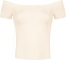 Women Slim Fit Short Sleeves Off The Shoulder Cropped Top