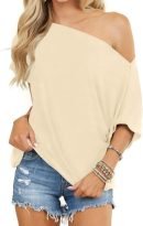 Women Sexy Off Shoulder Tops Summer Short Sleeve Batwing Tops