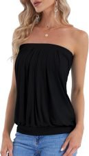 Women's Summer Beach Tie Dye Sleeveless Stretchy Pleated Tube Tops